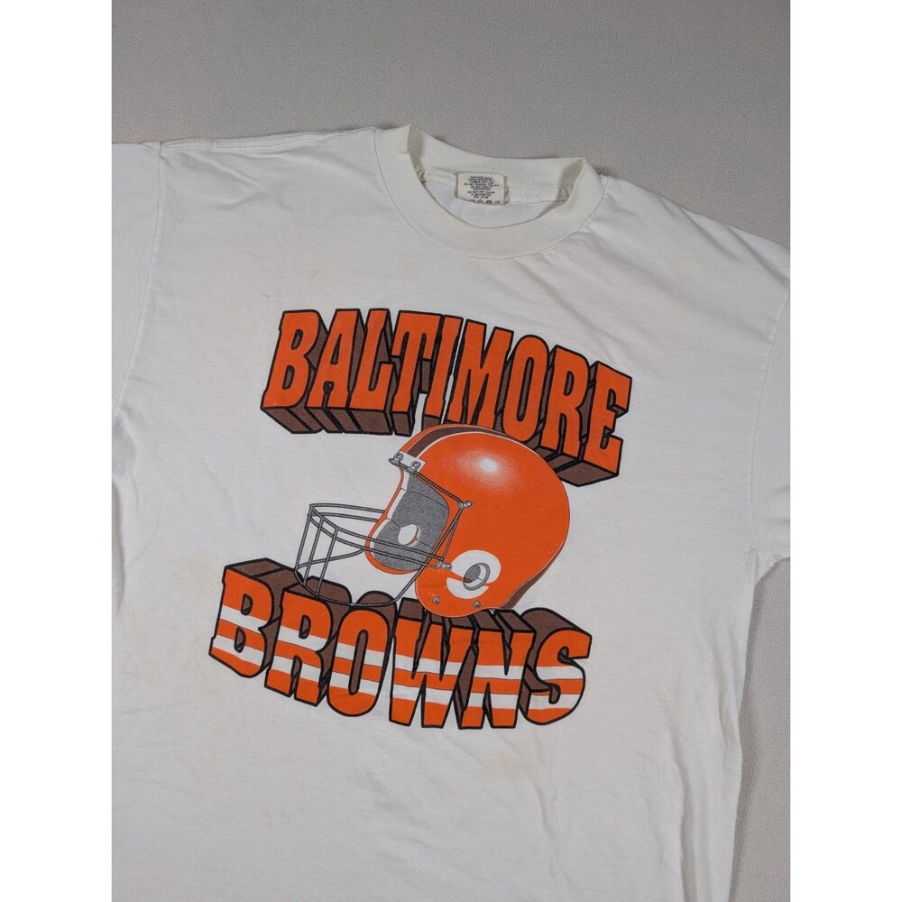 Vintage Baltimore Browns Global Basics NFL Relocation T-Shirt Mens XL White